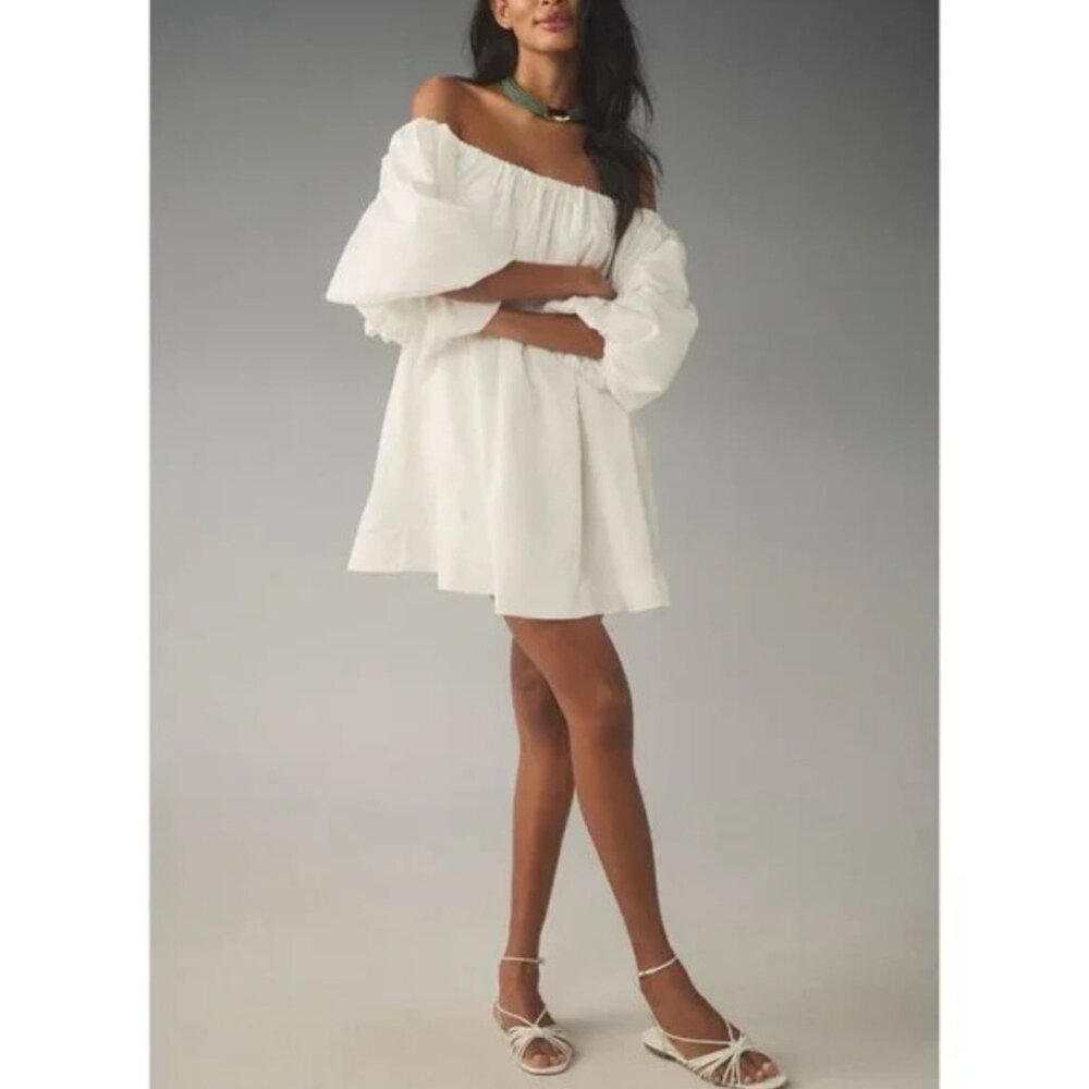 Mare Mare White Off-Shoulder Puff Sleeve Mini Dress NWT – Anthropologie Size XS
